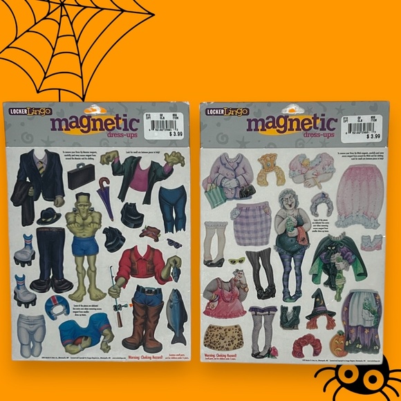 Halloween Locker Lingo Magnetic Dress-Ups Witch Frankensteins Monster Vintage - Picture 4 of 6